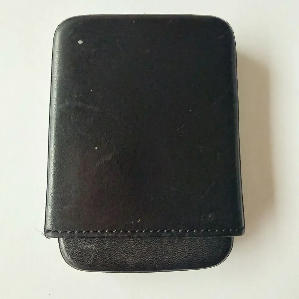 Coach Black Leather 2-Piece Slide Structured Business Card Holder Case Wallet